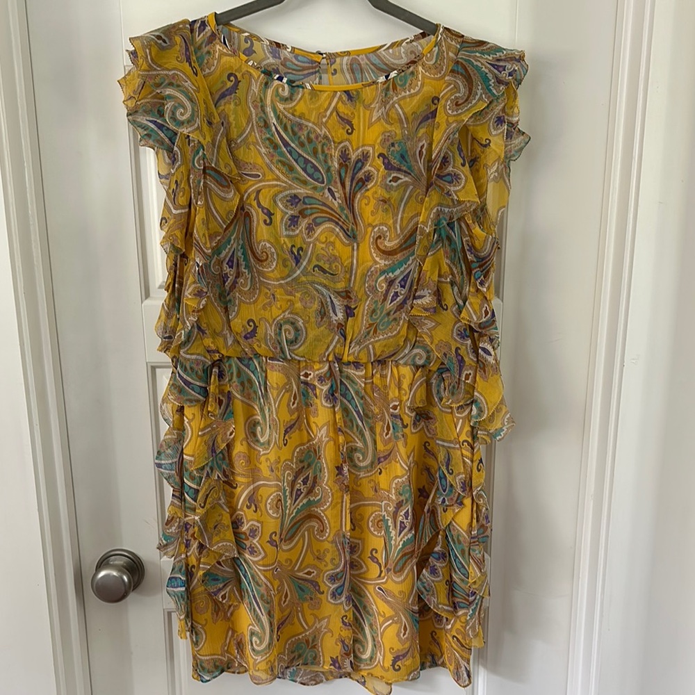 Tibi Yellow Gray Mini Dress